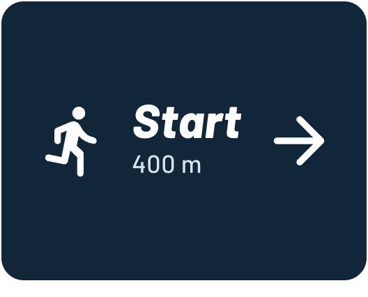 Icons in use: race-day wayfinding